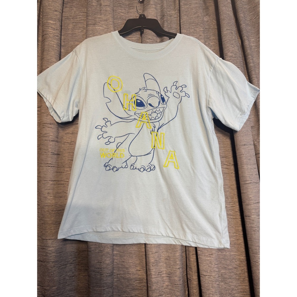 Disney Stitch Ohana Out‎ of This World Blue Graphic Tee Shirt Large L(11-13)